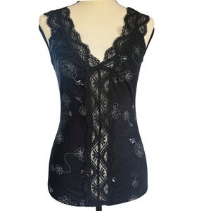 Vintage Vixen USA Black Lace Trim Cami Top - Y2K Whimsigoth Camisole